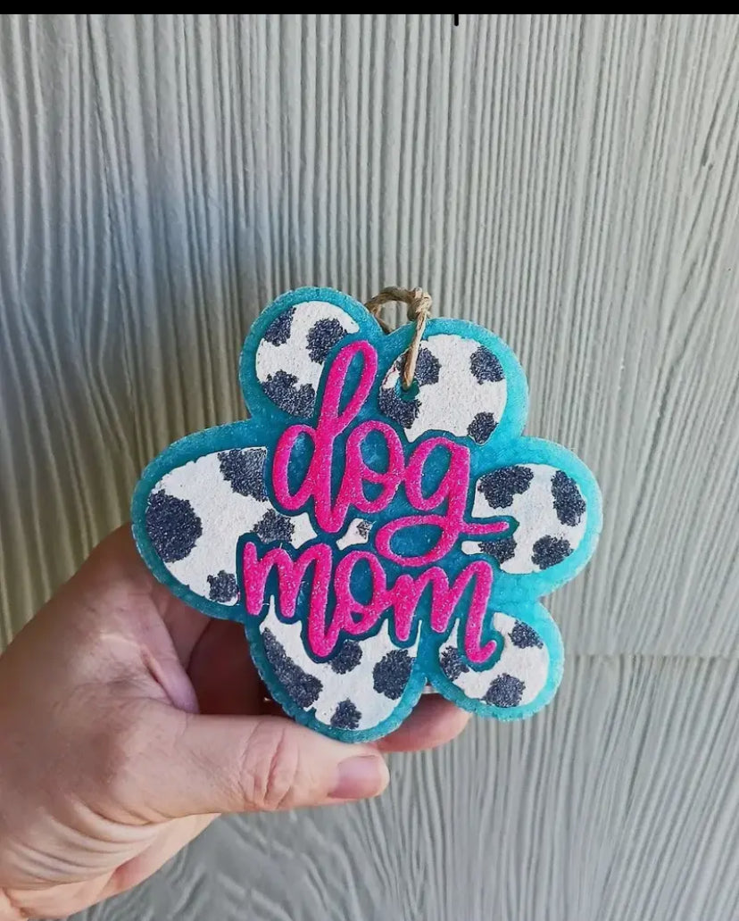 Neon Dog Mom Car Freshie