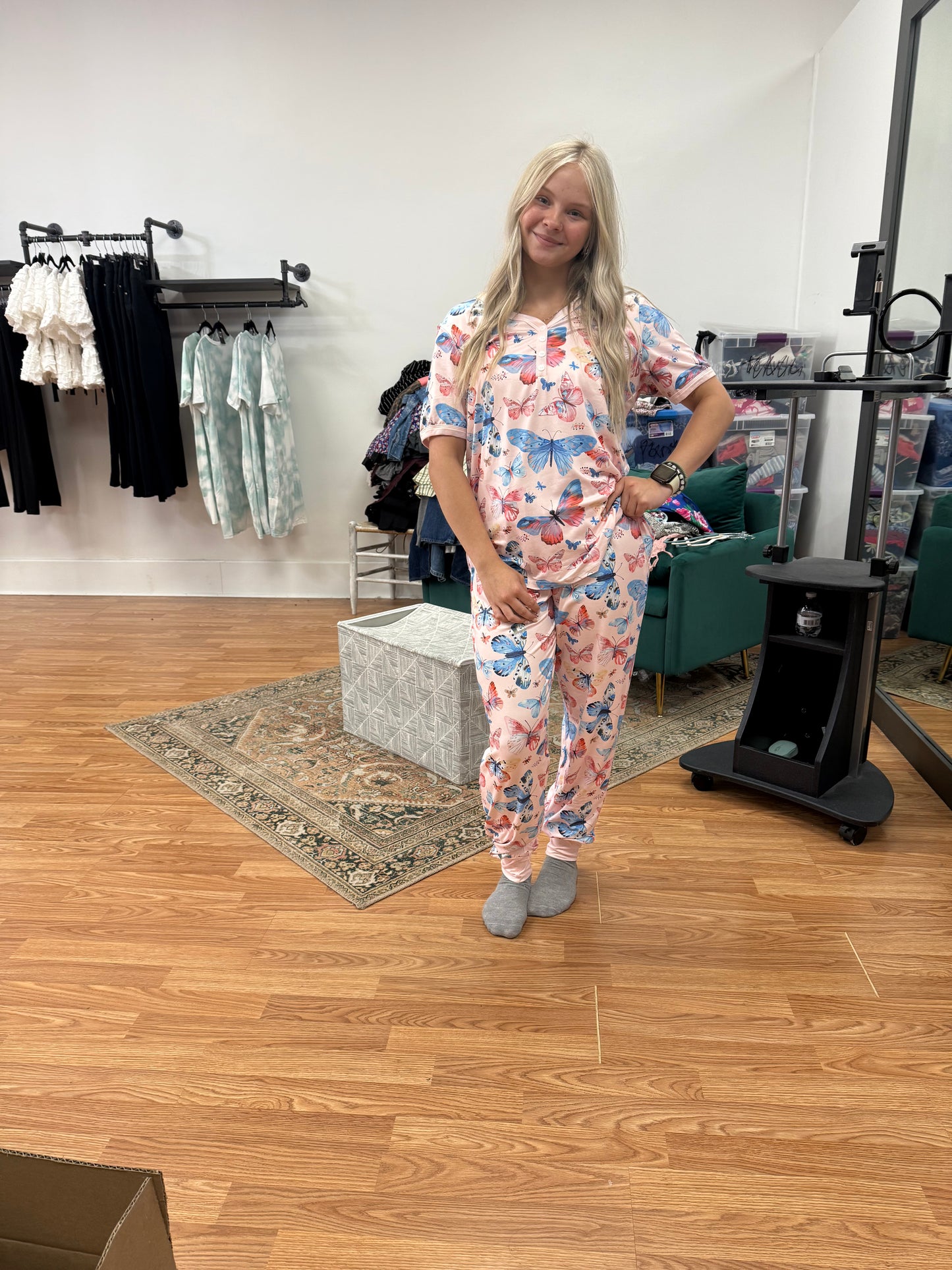 Shirley and Stone Flower and butterfly pajamas