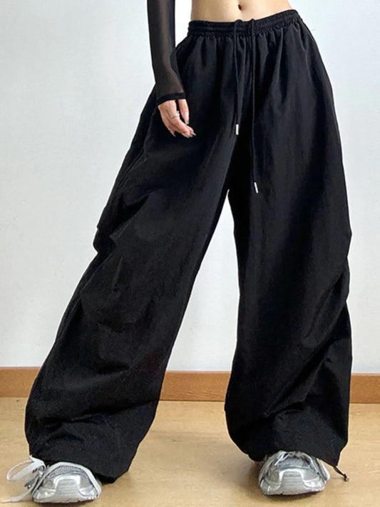Drawstring Wide Leg Cargo Pants