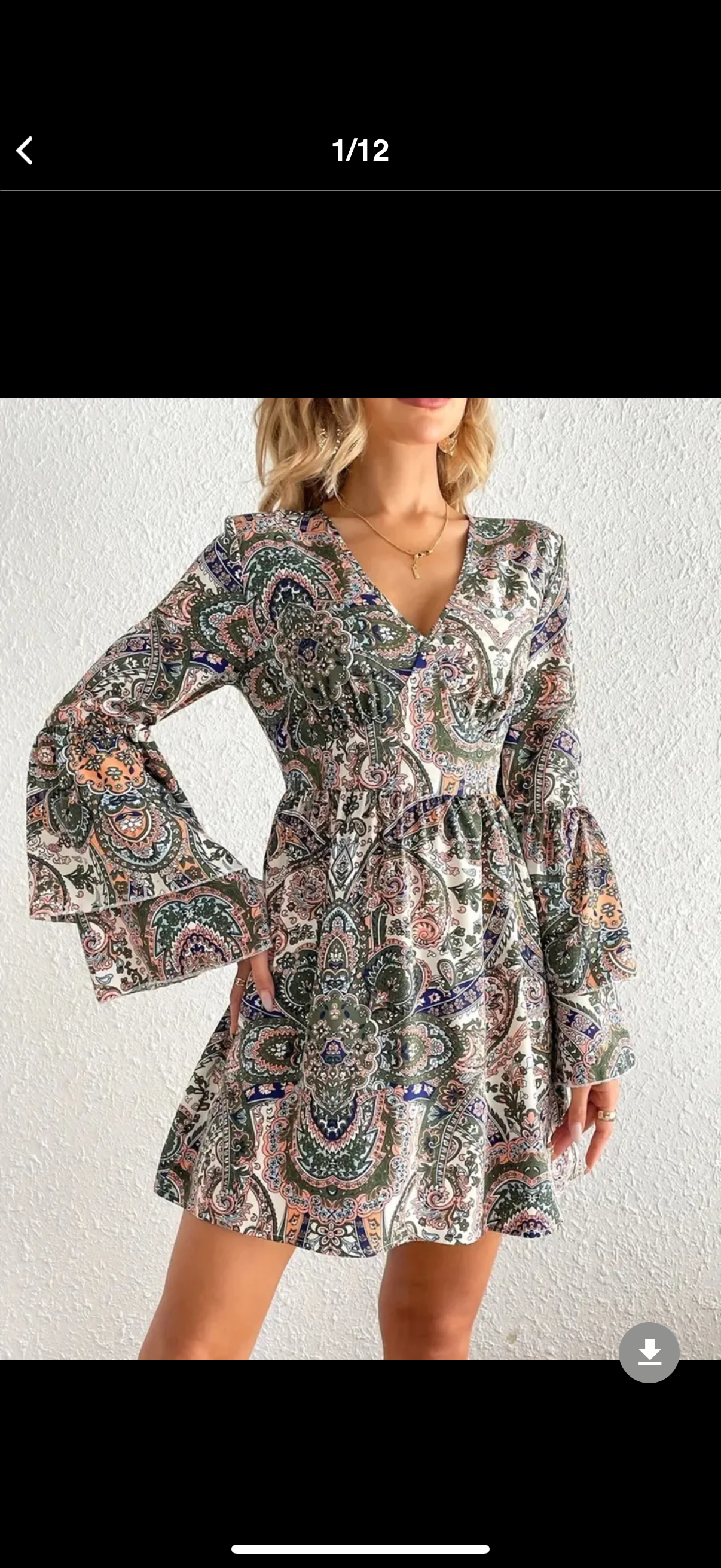 Paisley Print Bell Sleeve Mini Dress