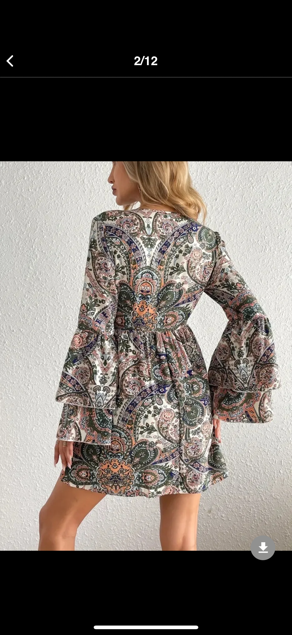 Paisley Print Bell Sleeve Mini Dress