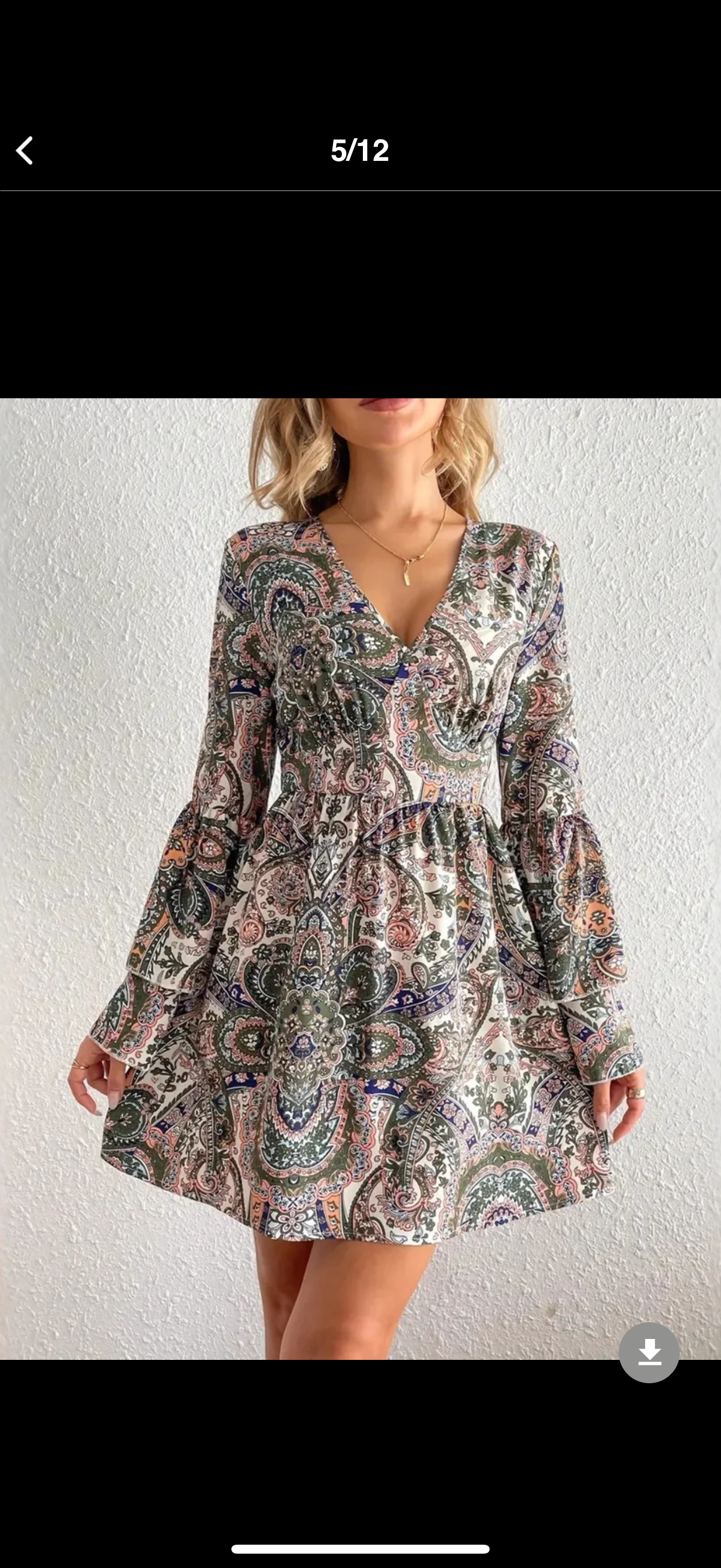 Paisley Print Bell Sleeve Mini Dress