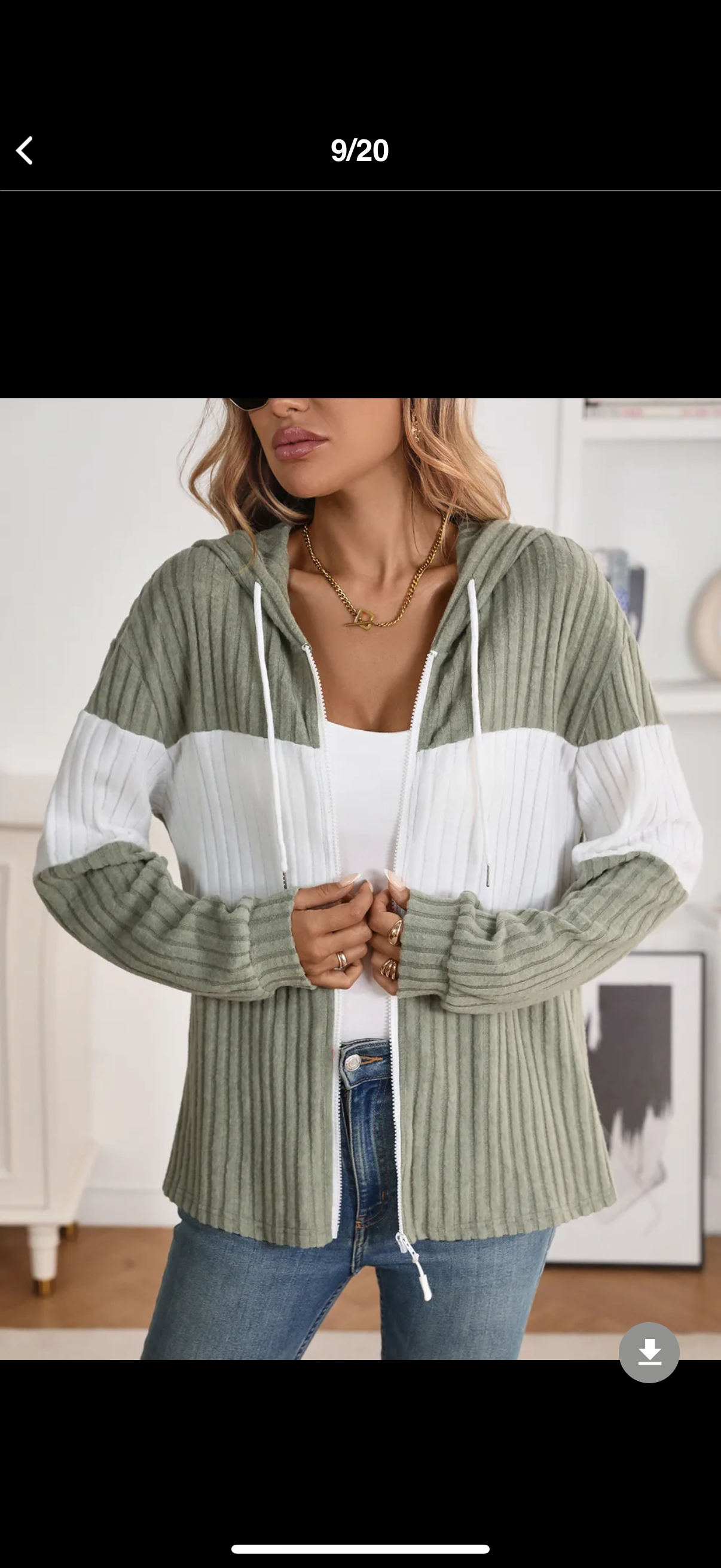 Drawstring Color Block Zip Up Outerwear