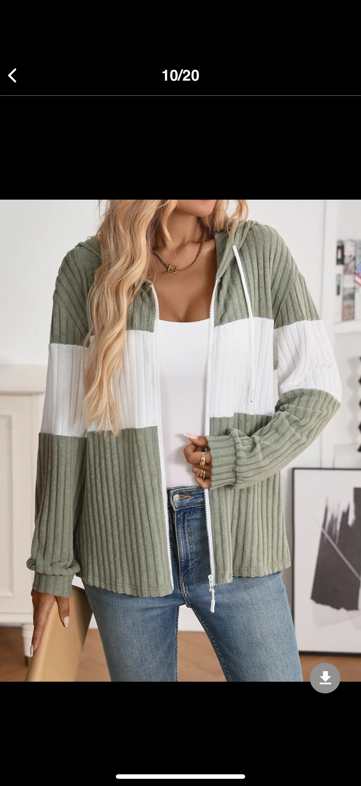 Drawstring Color Block Zip Up Outerwear