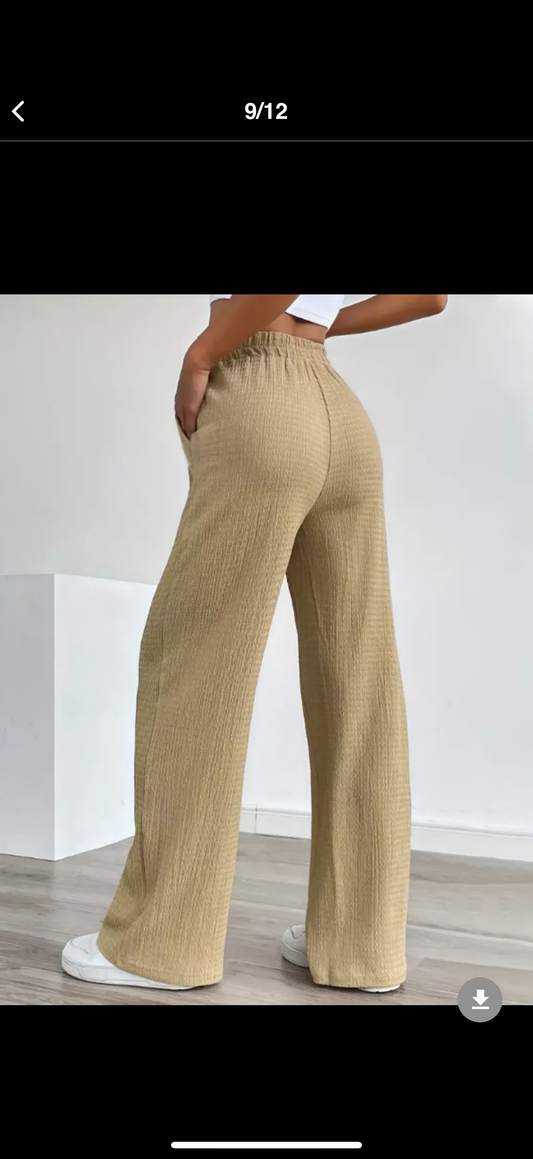 Texture Wide Leg Pants