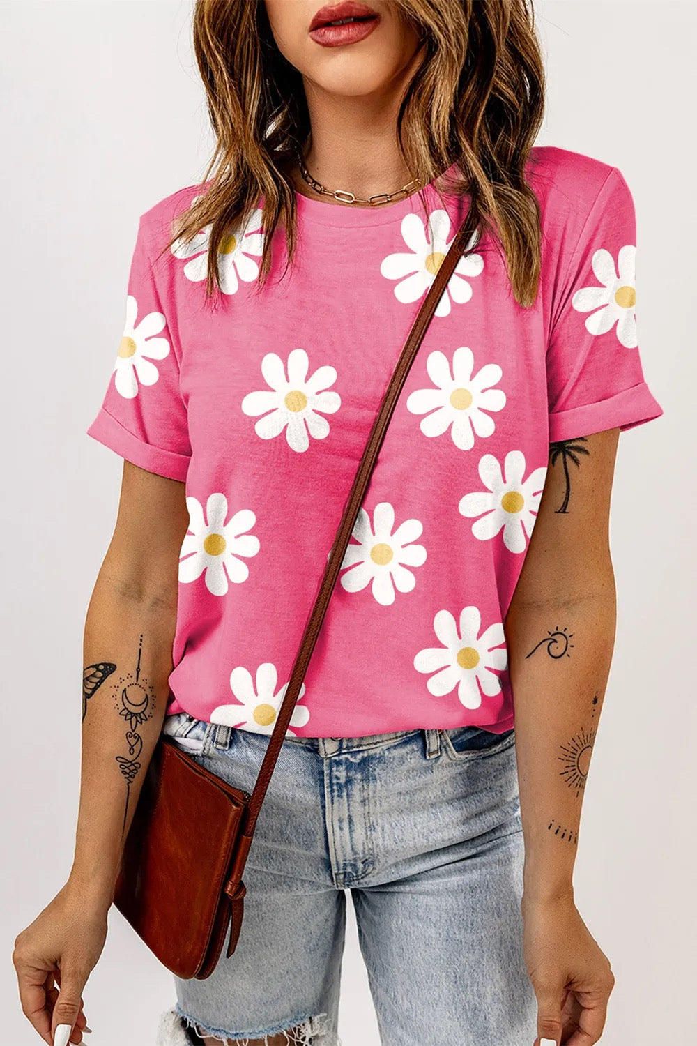Floral Round Neck Short Sleeve T-Shirt