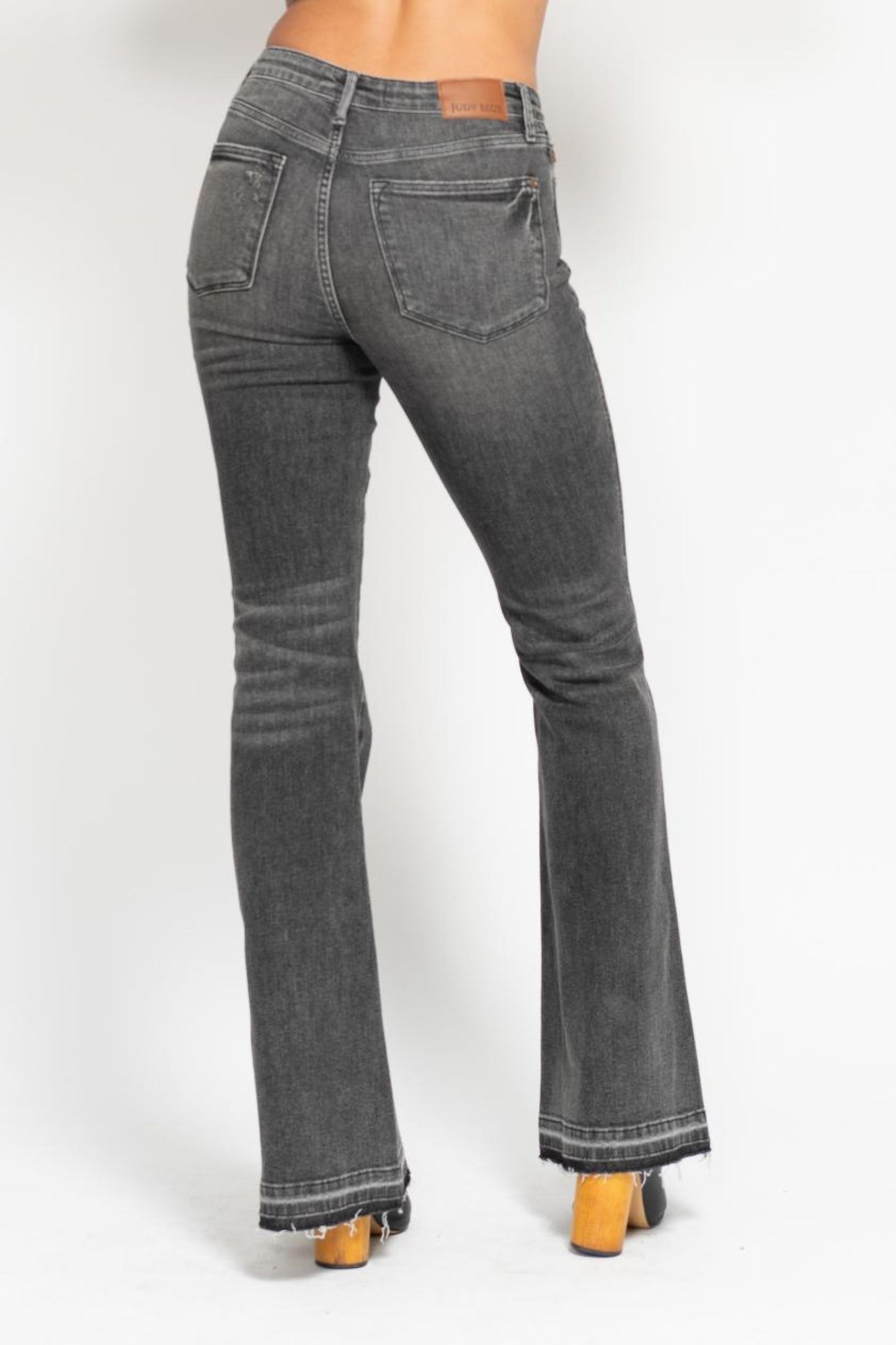MR Tummy Control Washed Gray Release Hem Flare