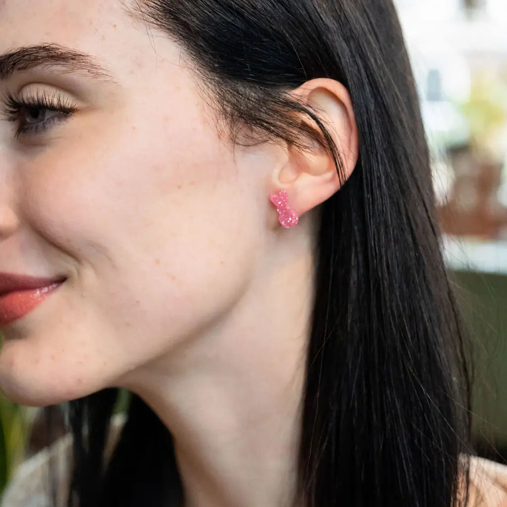 Glitter Bunny Studs - Pink