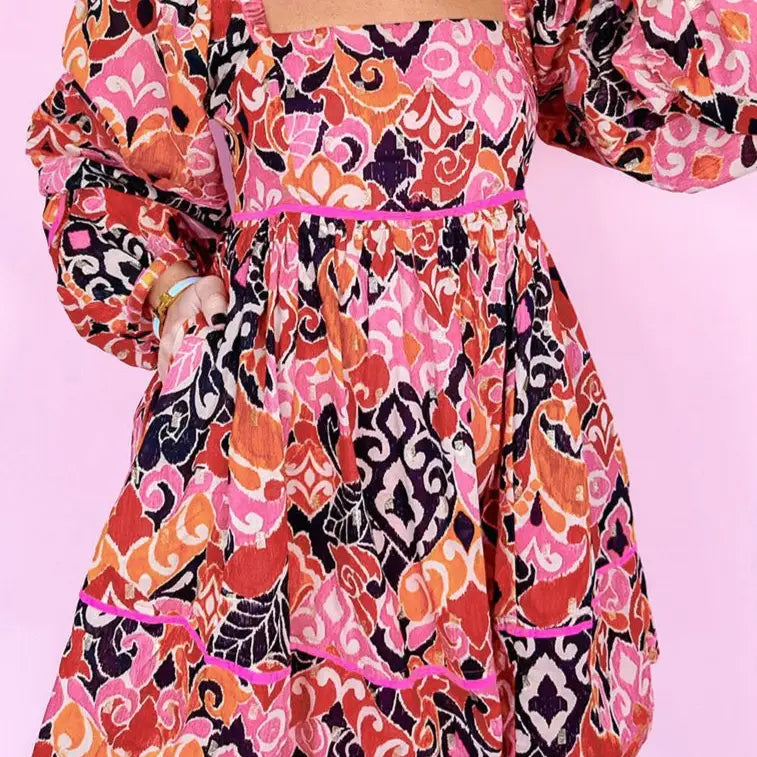Boho Puff Sleeve Mini Dress
