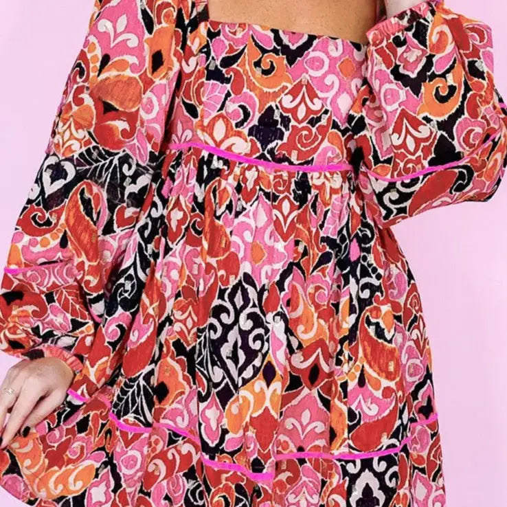 Boho Puff Sleeve Mini Dress
