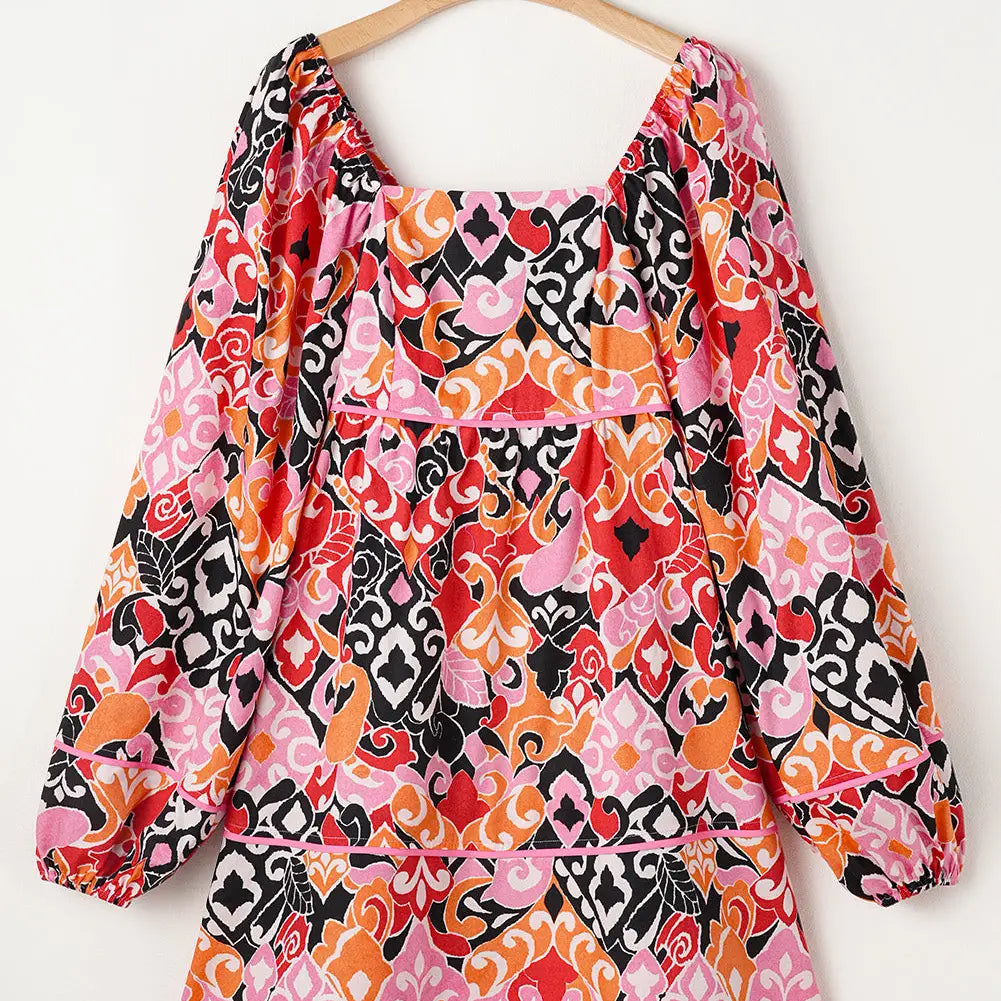 Boho Puff Sleeve Mini Dress