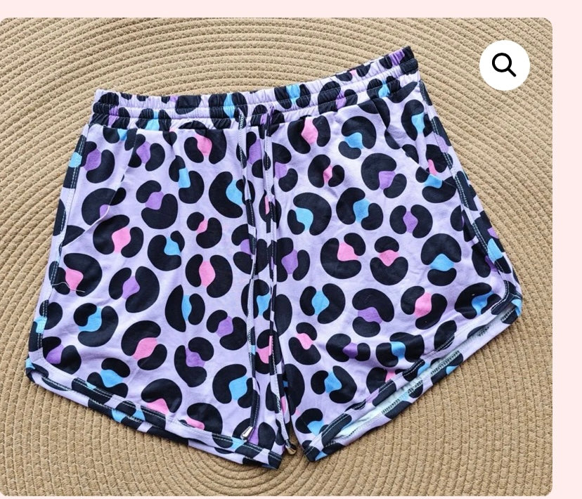 Lounge Shorts-Purple Leopard