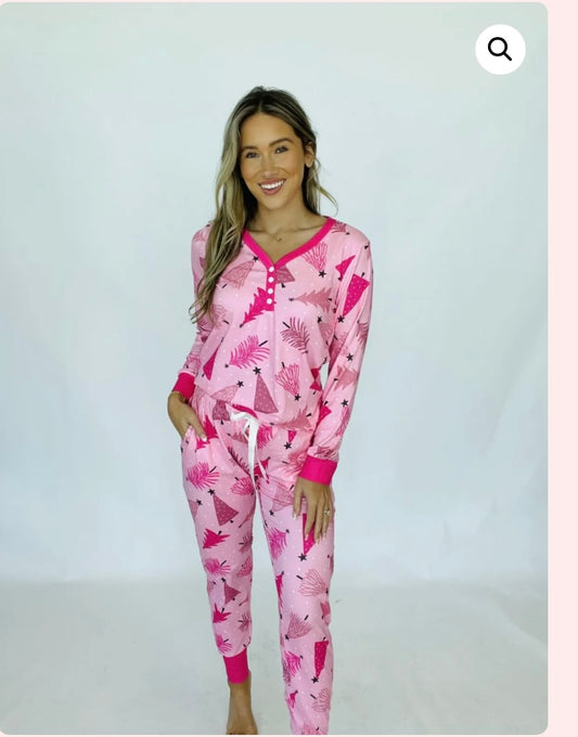 Shirley and stone pink tree pajamas