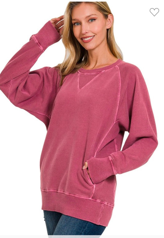 French terry pullover with pockets