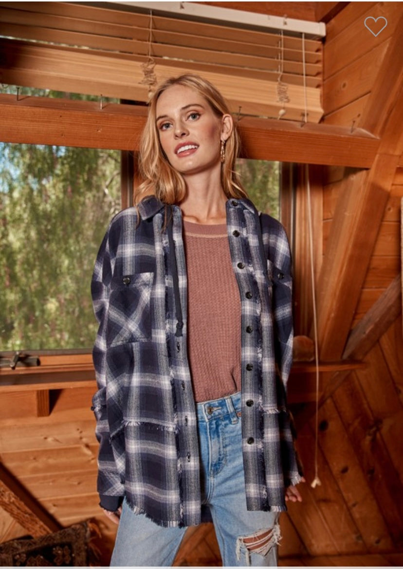 Plaid hooded jacket