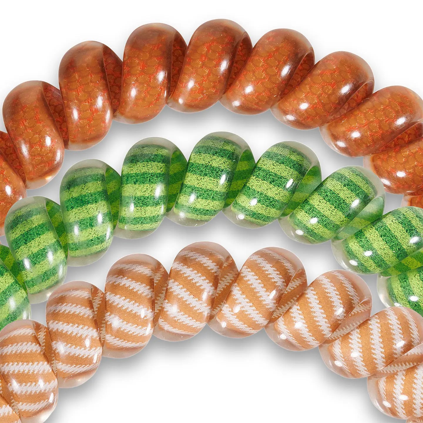 Football - Large Spiral Hair Coils, Hair Ties, 3-pack