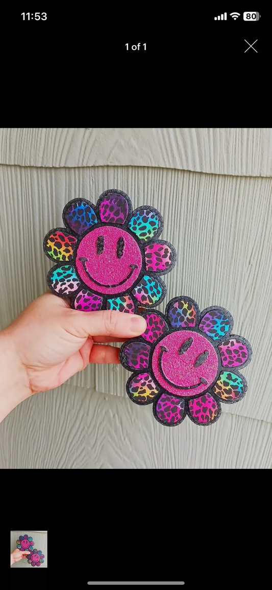 Rainbow Leopard Happy Flower Car Freshie