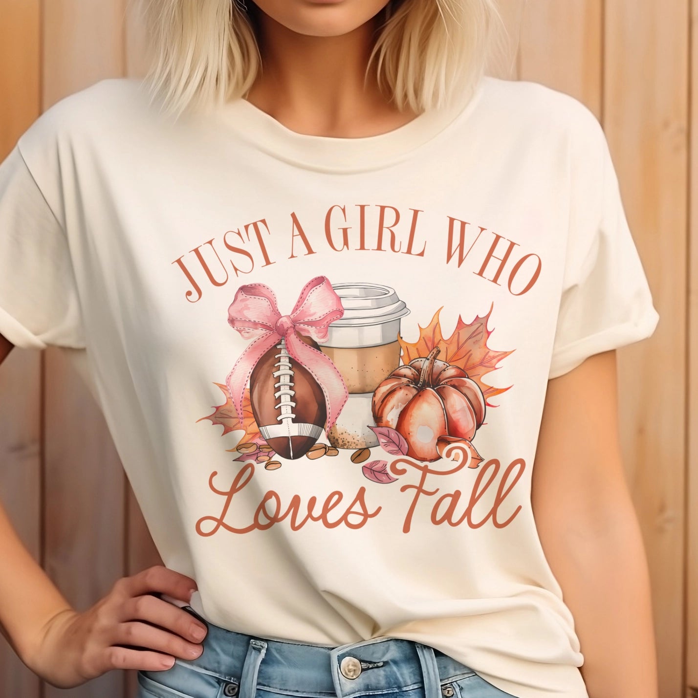 Fall Football Tee Just A Girl Who Loves Fall Pumpkin Tshirt