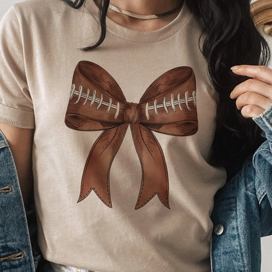 Football Bow Sports Tee Girly Football Team Tshirts