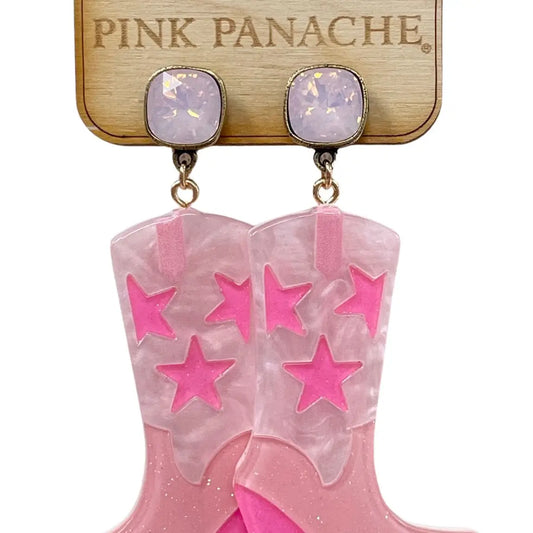 Pink Cowboy Boot Earring