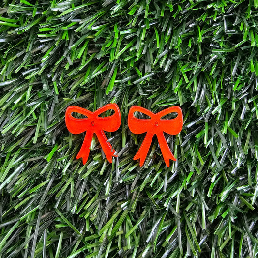 Bow Studs - Orange Glitter // Game Day