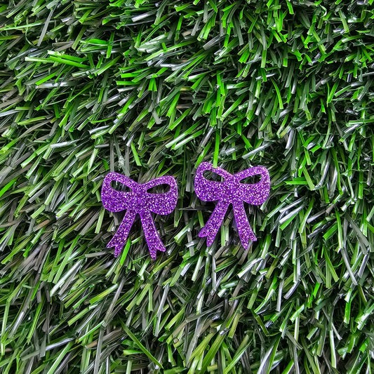 Bow Studs - Purple Glitter // Game Day