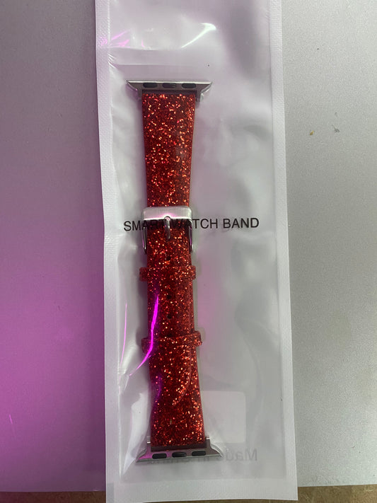 Adjustable Glitter Smart Watch Bands  red