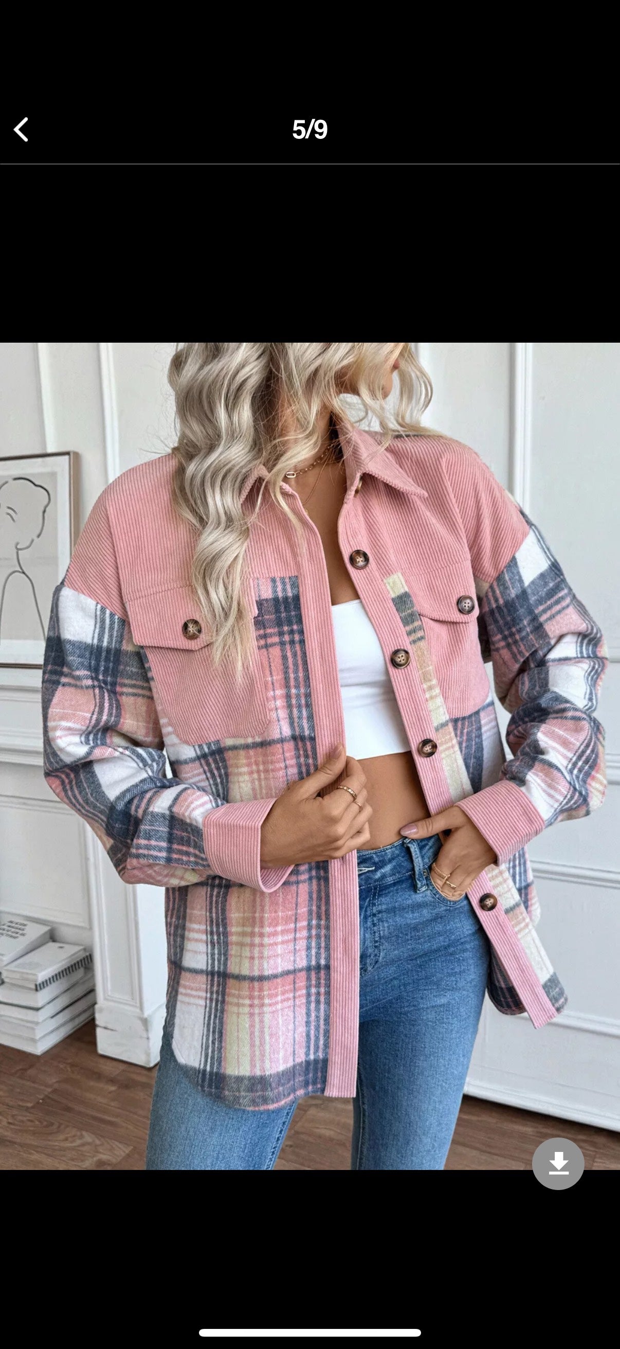 Plaid Button-Up Shacket with Chest Pockets