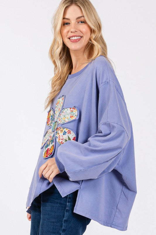 SAGE + FIG Flower Patch Dropped Shoulder Oversize Top