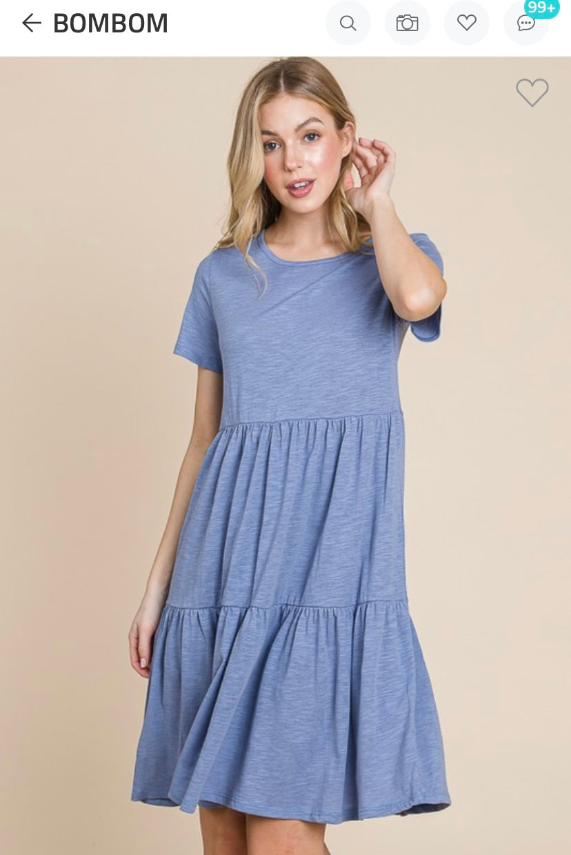 BlueTiered Midi Dress