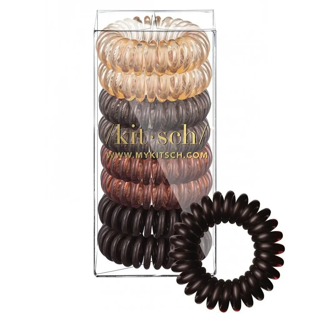 Spiral Hair Ties 8 Pack - Brunette