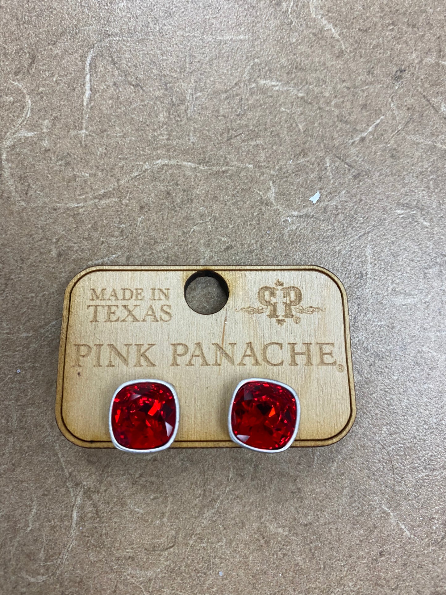 Pink Panache Red Studs in Silver