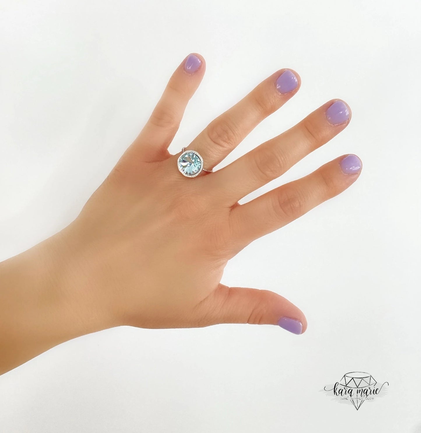 Kara Marie 12mm Simple Solitaire Ring - Light Azure