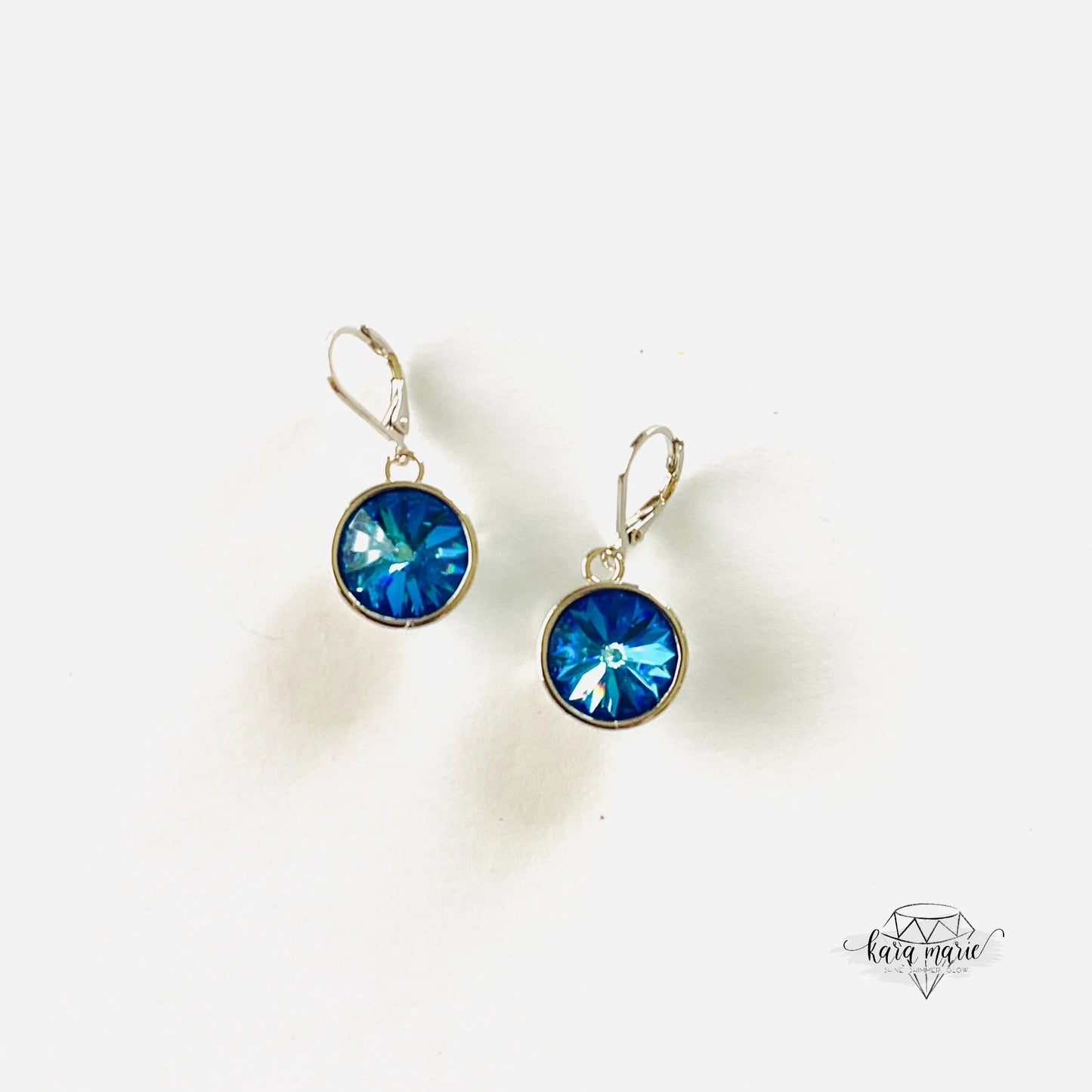 Kara Marie Rivoli Round Drop Royal Blue DeLite Earrings
