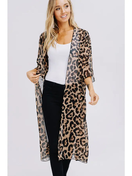 Animal Print Kimono Cardigan