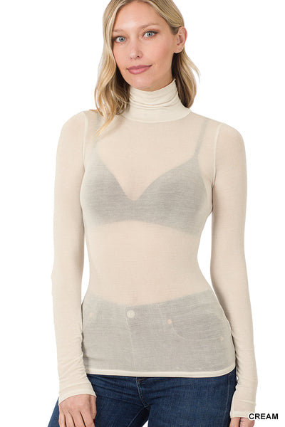 Cream Tencel Layering Turtleneck